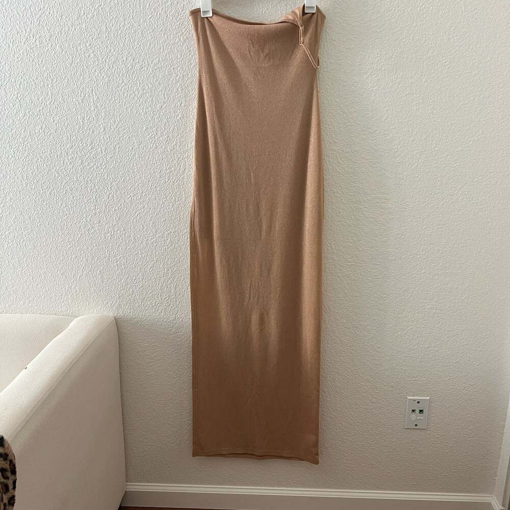 Tiger Mist Shimmer Ribbed Knit Midi Dress Sz Large
